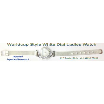 World Cup Style Heart Shape White Dial Ladies Stylish Wrist Watch-Snnt On 60% Discount Price, Imported,